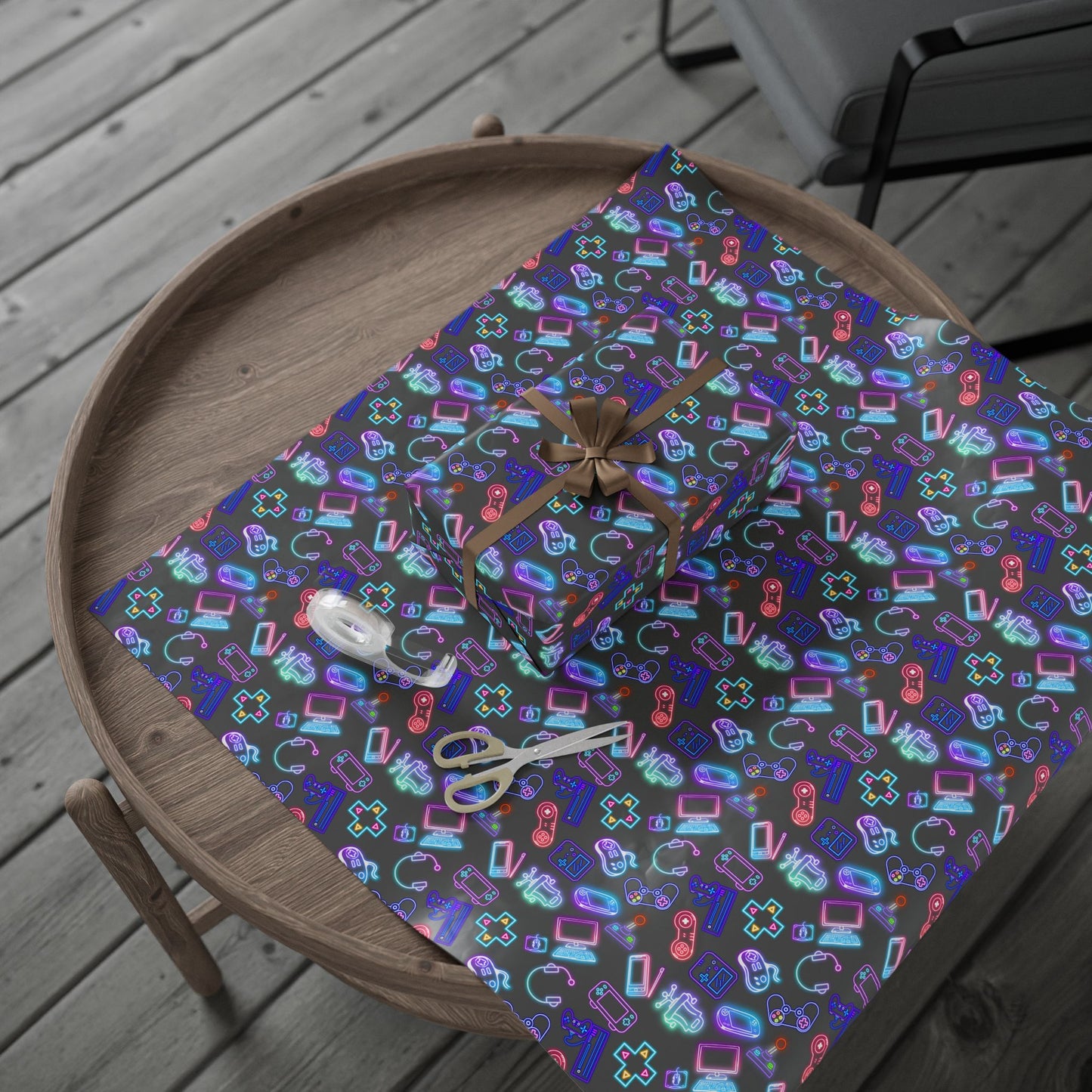 Neon Gamers Den Gift Wrap | Join Like Subscribe Now | Gamers Lifetime Membership Wrapping Paper