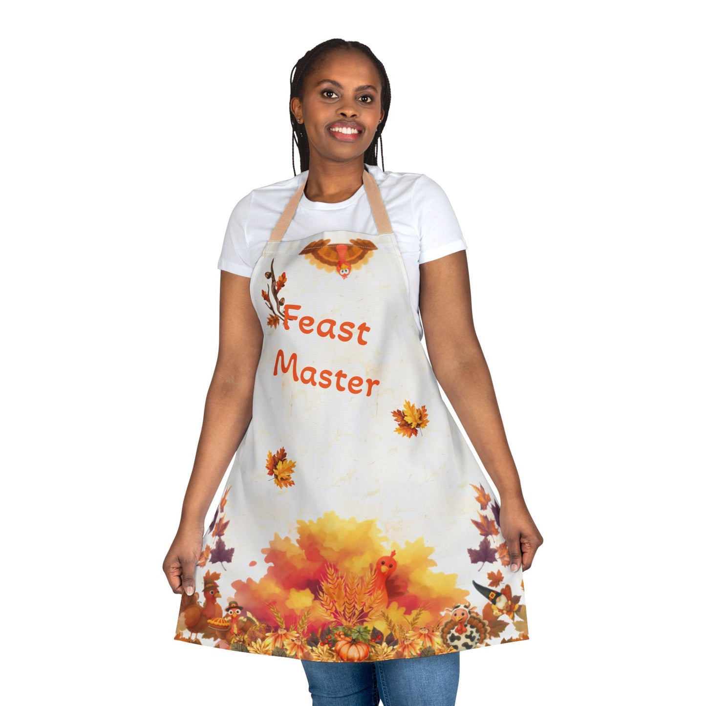 Feast Master Fall Apron | Thanksgiving Cooking Kitchen Apron with Autumn Leaves