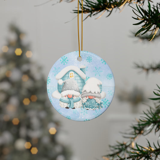 Winter Gnome-flake | Heirloom Ceramic Ornaments (1pc, 3pcs, 5pcs, 10pcs)