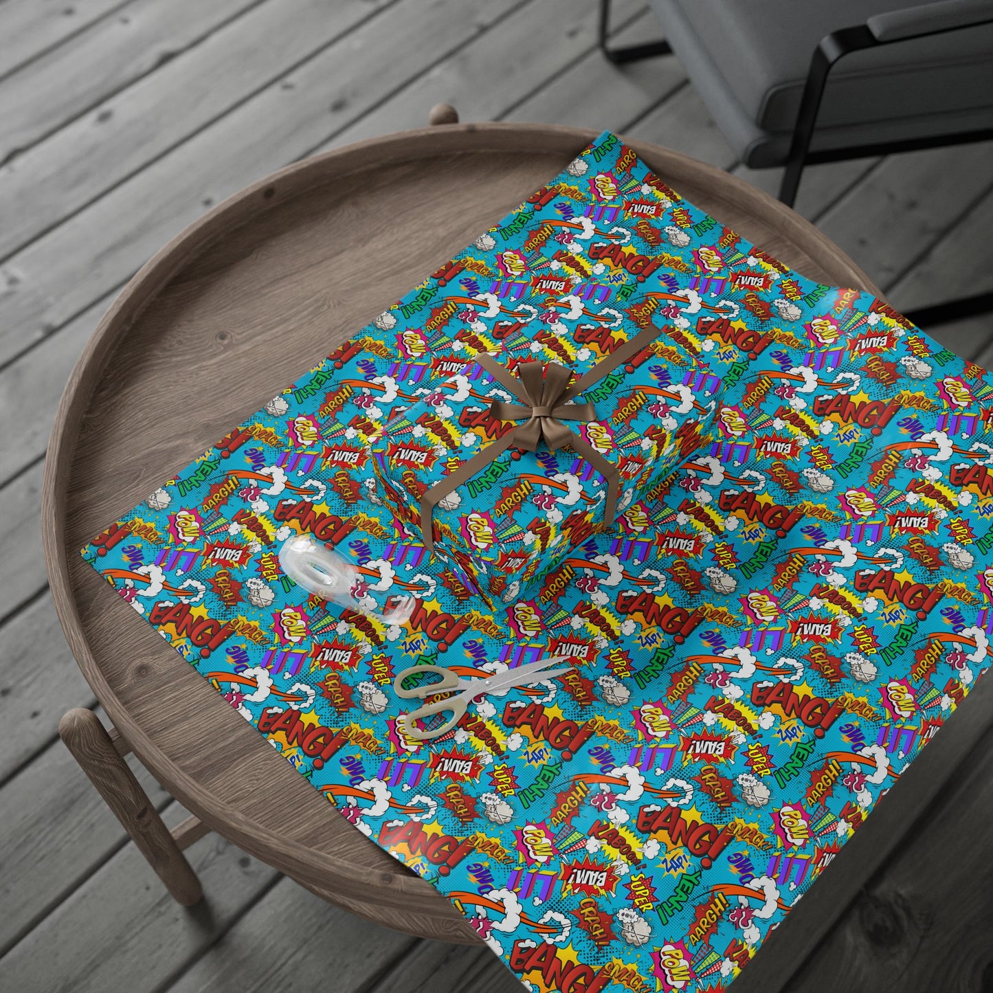 Crash Bang Comics Gift Wrap | Comic Zoom Wrapping Paper Roll | Colorful Pop Art Graphic Exploration
