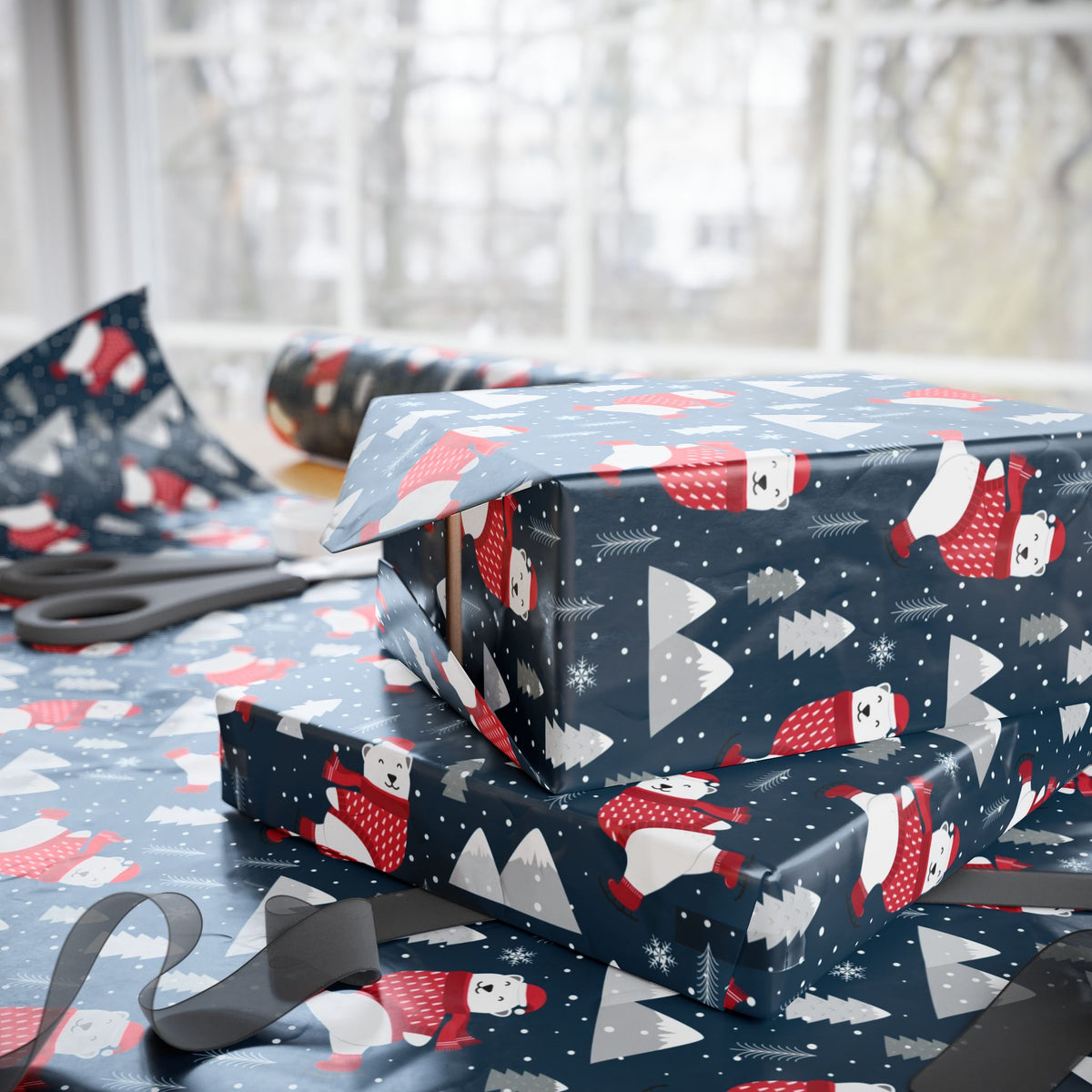 Polar Bear on Ice | Holiday Patterns Wrapping Paper