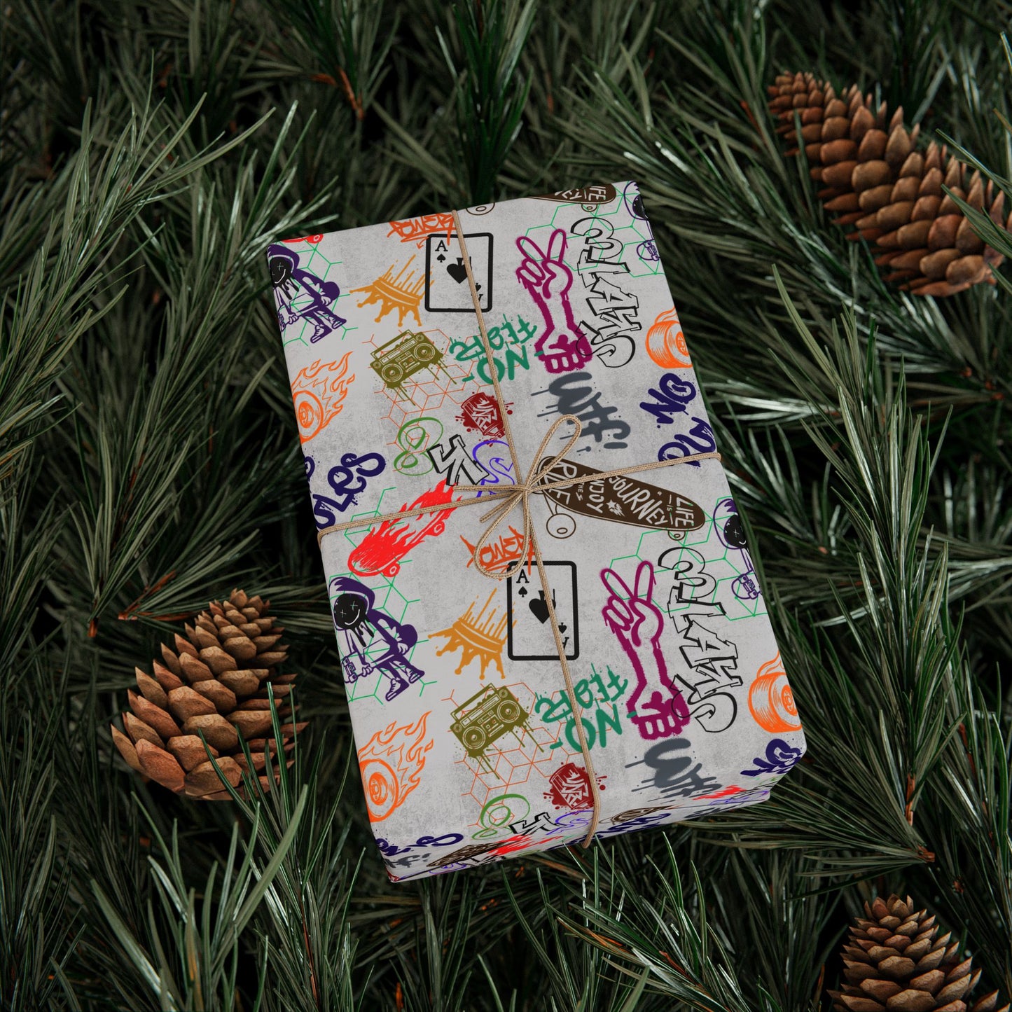 Graffiti Park Skaters Rule Gift Wrap | VIP All Star | All Sports Athletic Wrapping Paper for Coaches, Players & Fans