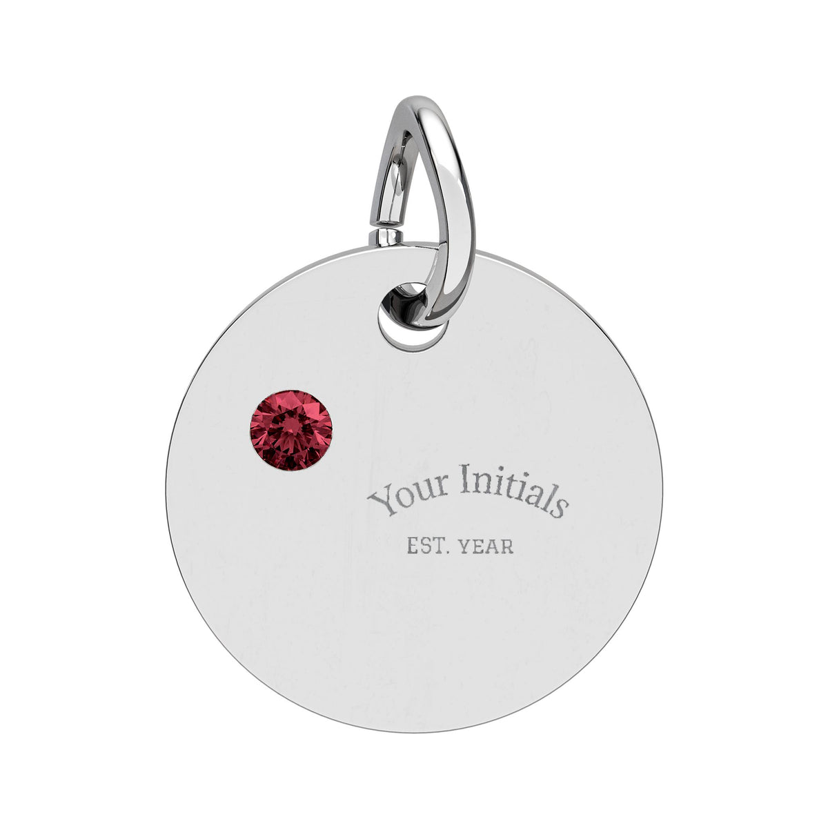 Engravable Birthstone Circle Charm | Personalized Initials & Birthstone Pendant
