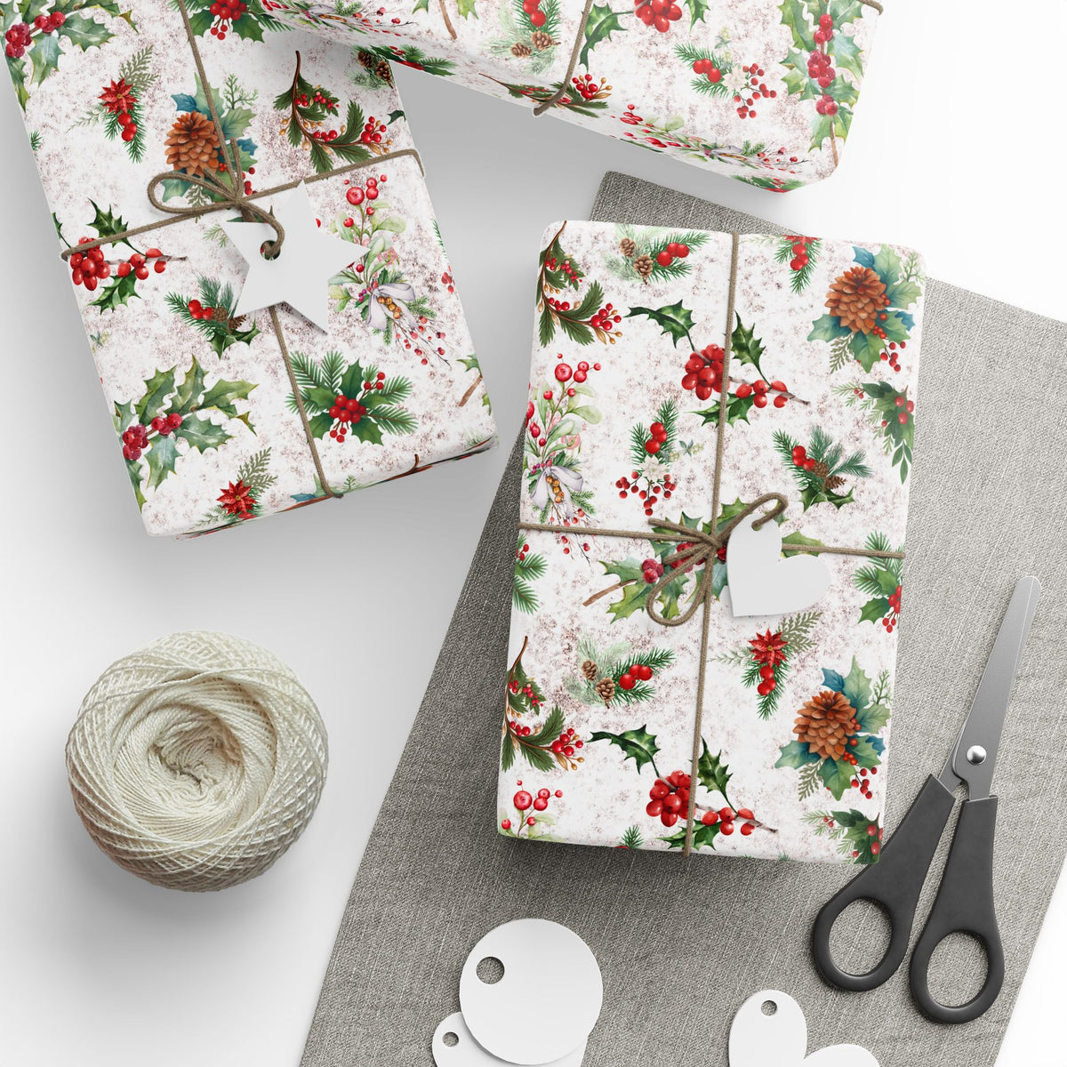 Berries and Pine Gift Wrap | Winter Season Wrapping Paper