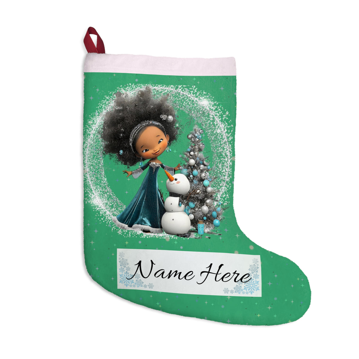 Christmas Stocking | Winter Princess and Snowman – Cute Holiday Stocking