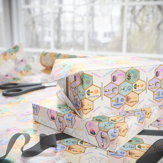 Wrapping Paper Set - Festival of Lights Winter Celebrations Coexist Love All Holidays with Lights