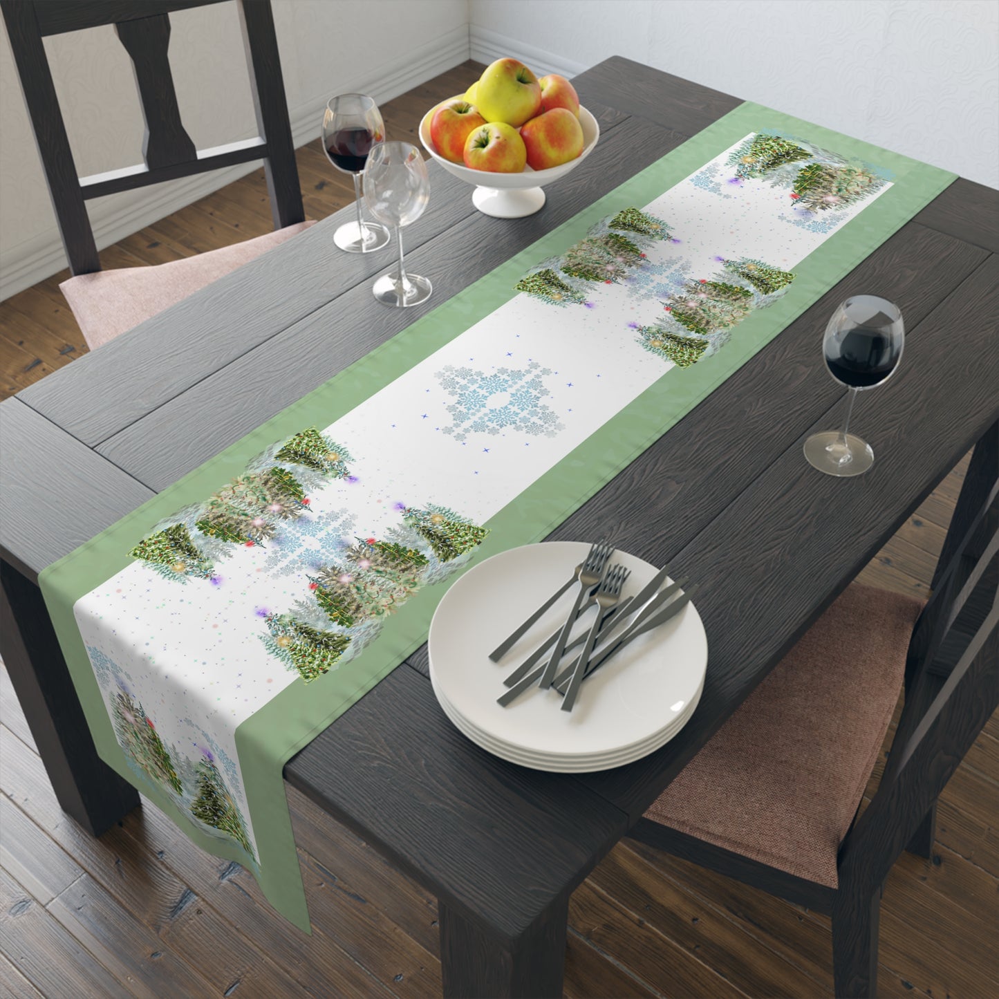 Table Runner | Christmas Tree Forest | Winter Solstice Enchanting Beauty (Poly)