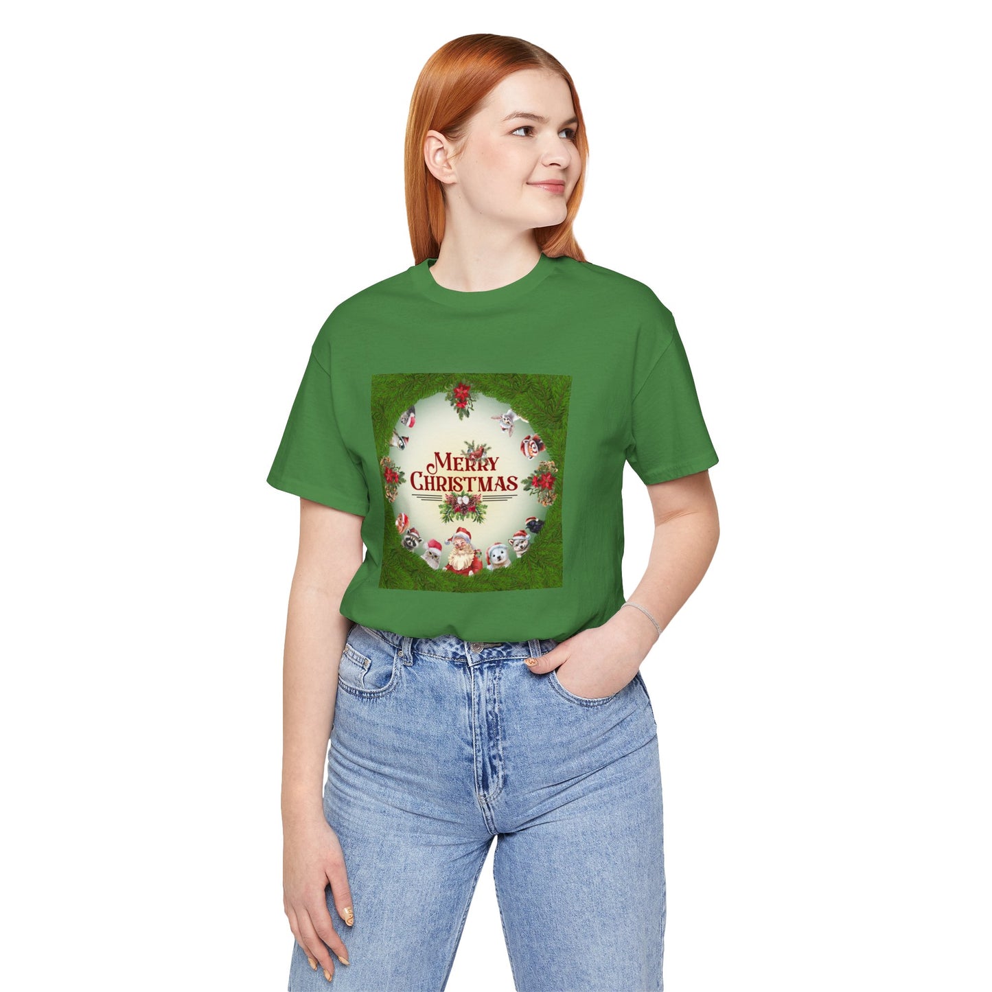 Santa and Critters / Christmas Short Sleeve Tee | Unisex Jersey