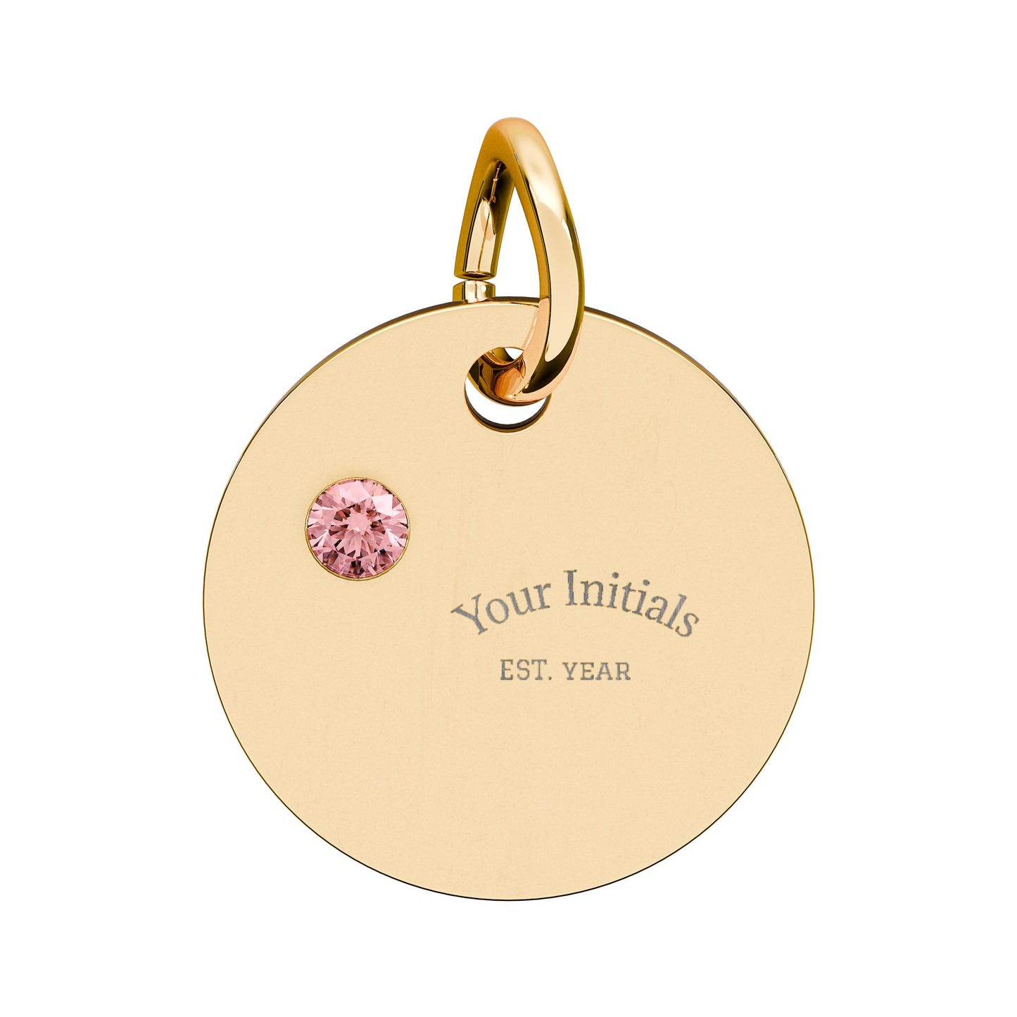 Engravable Birthstone Circle Charm | Personalized Initials & Birthstone Pendant