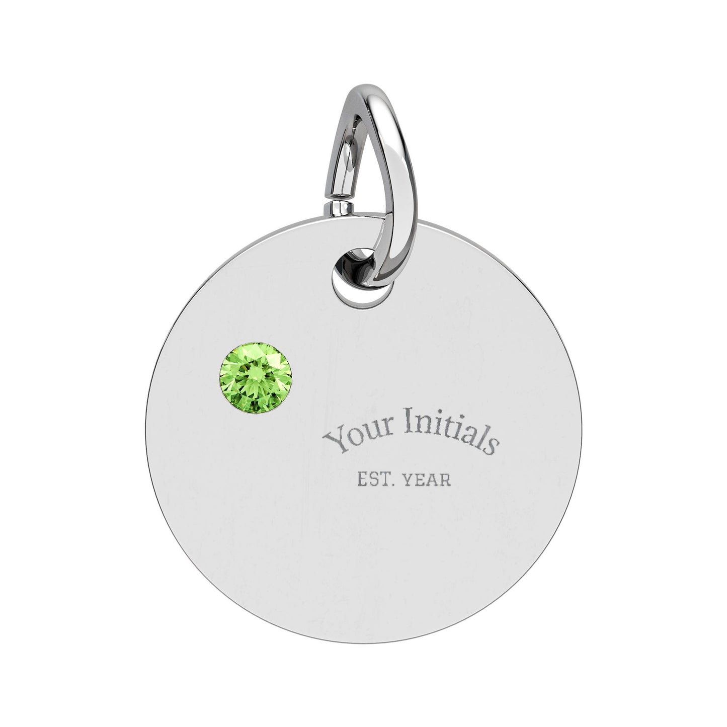 Engravable Birthstone Circle Charm | Personalized Initials & Birthstone Pendant