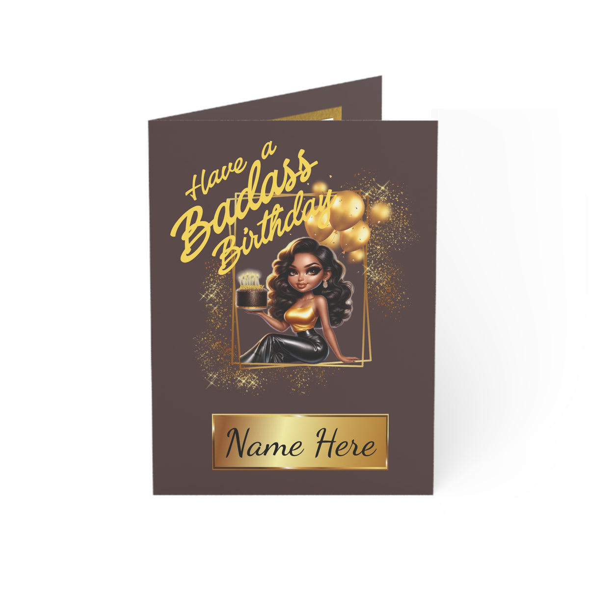 Badass Birthday (Queen) Cards | Custom B-Day | Unapologetic Black (1, 10 pcs)