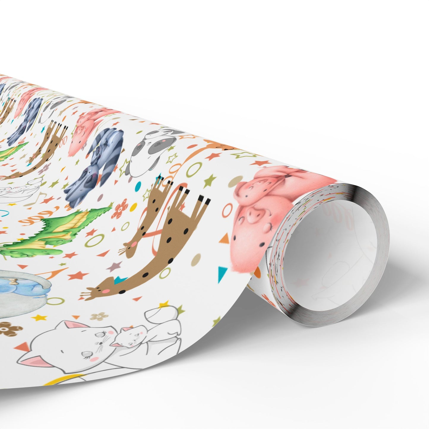Neutral Baby Shower & Toddler Gift Wrap | Little Hugs | Cute Hugging Critters Wrapping Paper