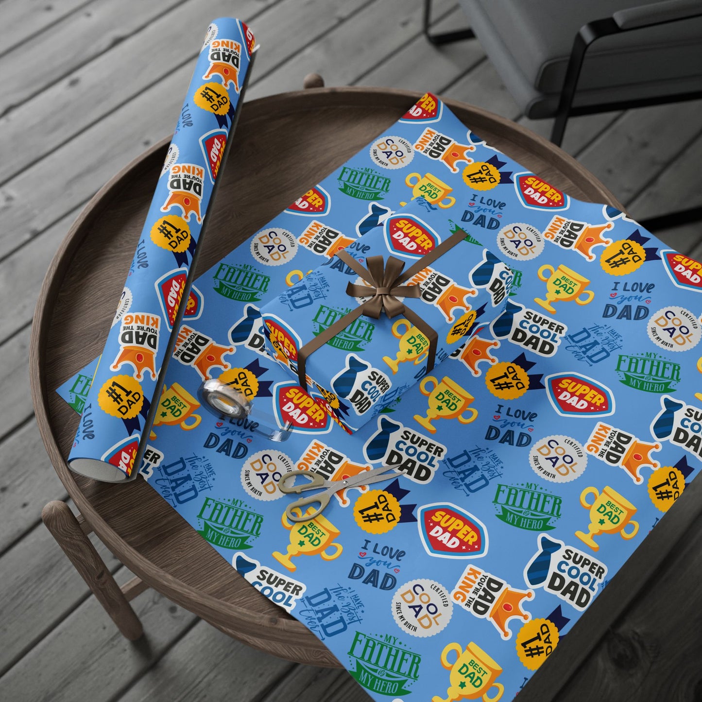 BEST DAD (Blue) | Fun Dad Quotes Wrapping Papers