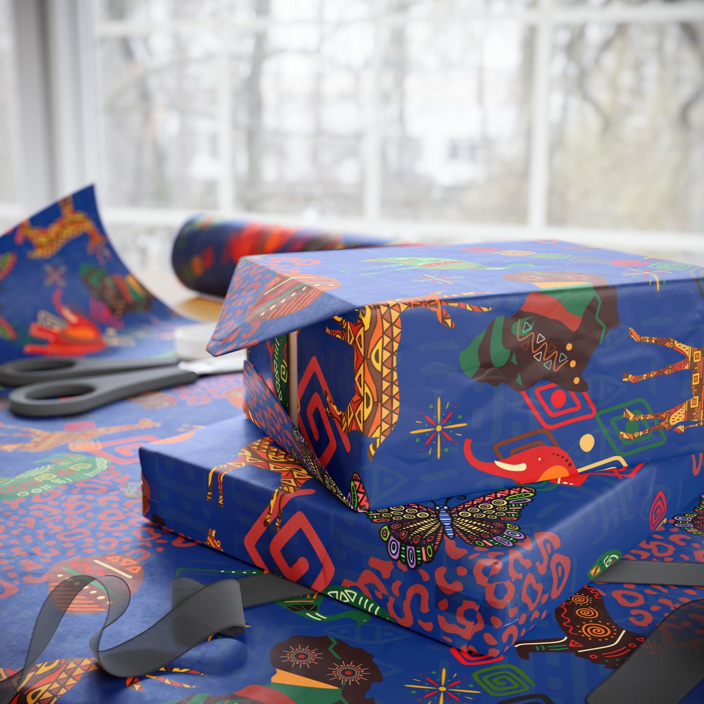 Wrapping Papers - Savannah Safari (Night Waters) Gift Wrap Papers Animals and Africa Prints Gift Wrap