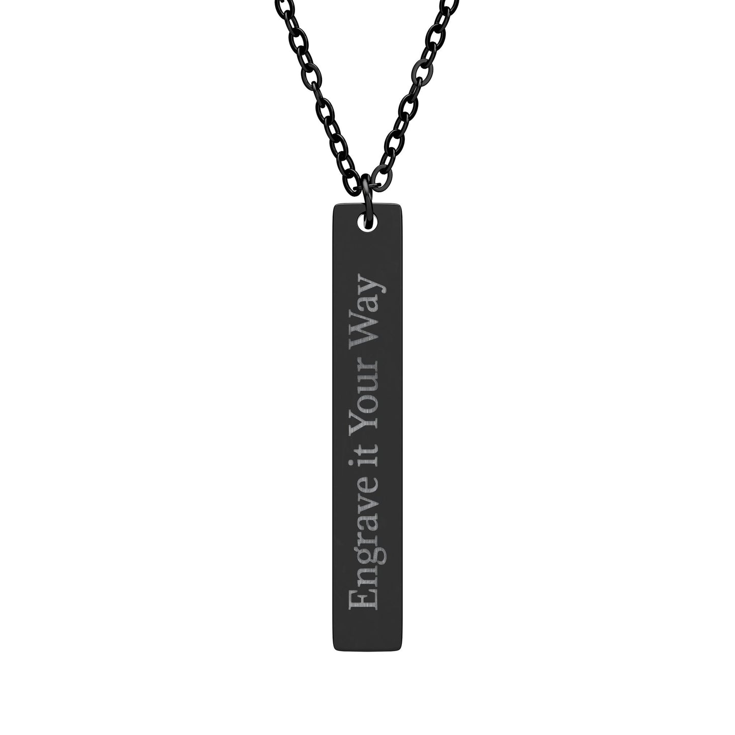 Engraved Vertical Bar Necklace — Personalized Initials or Message, Sterling Pendant Gift
