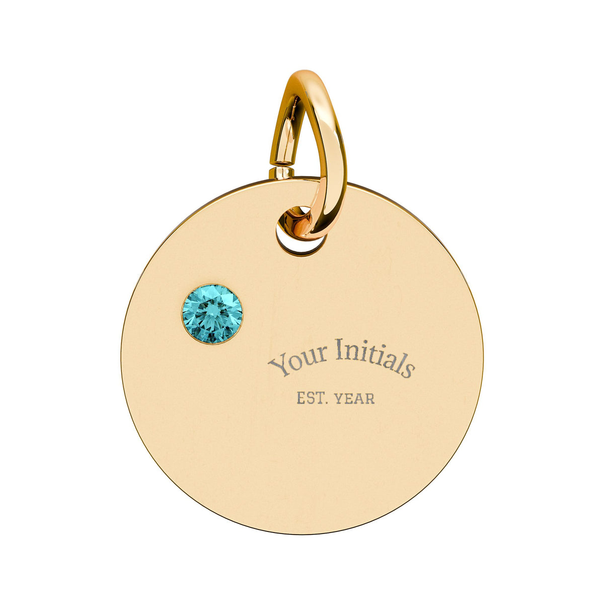 Engravable Birthstone Circle Charm | Personalized Initials & Birthstone Pendant