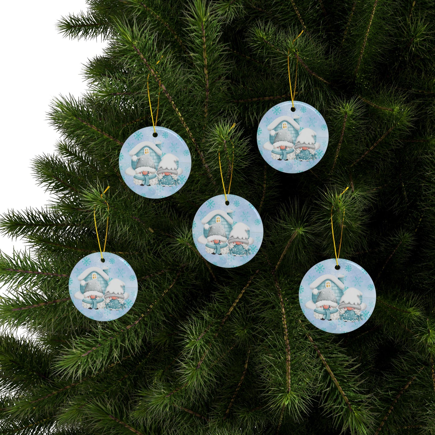 Winter Gnome-flake | Heirloom Ceramic Ornaments (1pc, 3pcs, 5pcs, 10pcs)