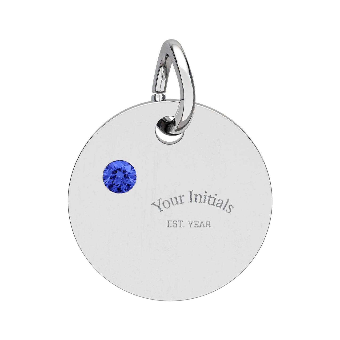 Engravable Birthstone Circle Charm | Personalized Initials & Birthstone Pendant