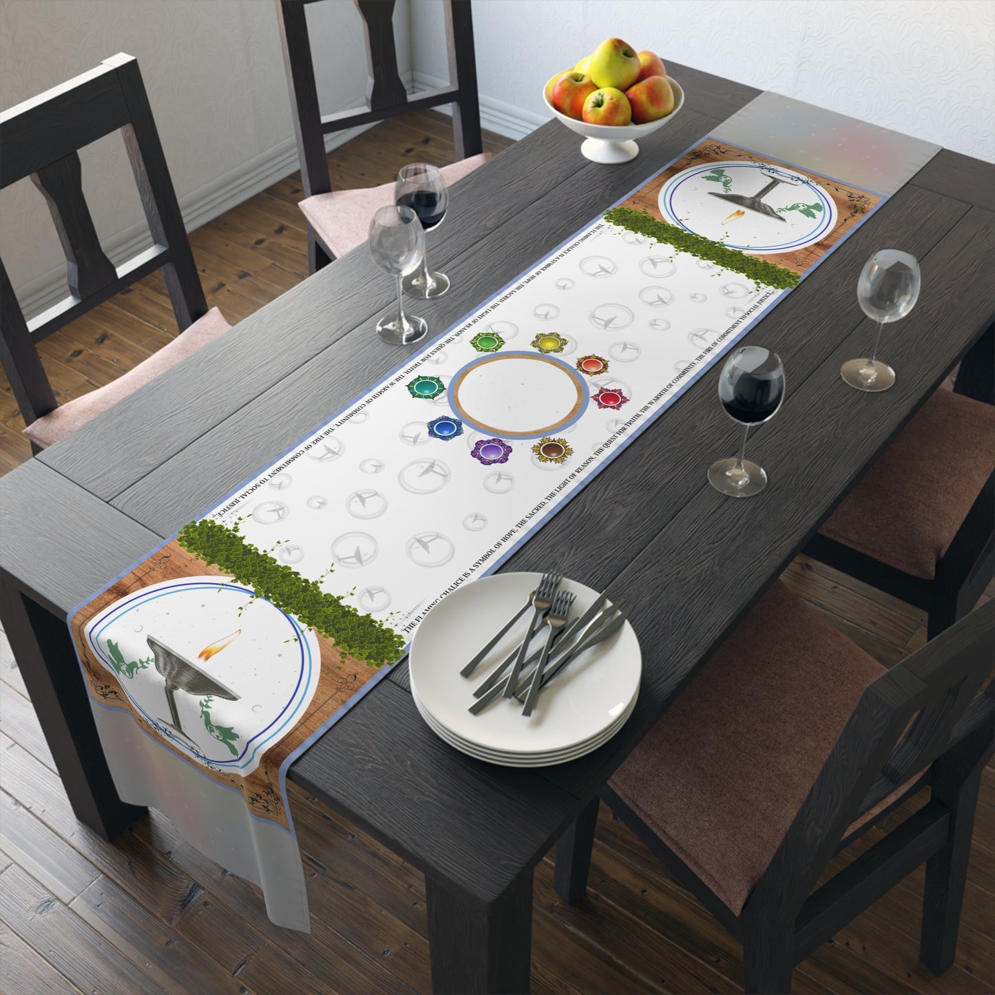 The Flaming Chalice | UUs / CUUPs Feast | Table Runner (Cotton, Poly)