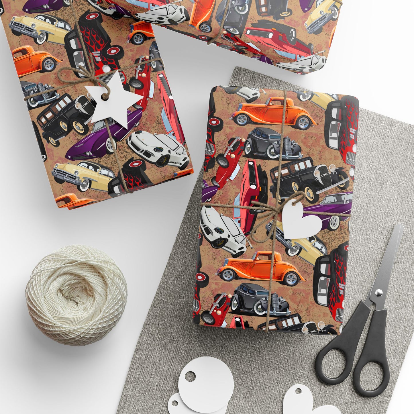 Vintage Cars Wrapping Paper Roll | Retro Classic Car Gift Wrap