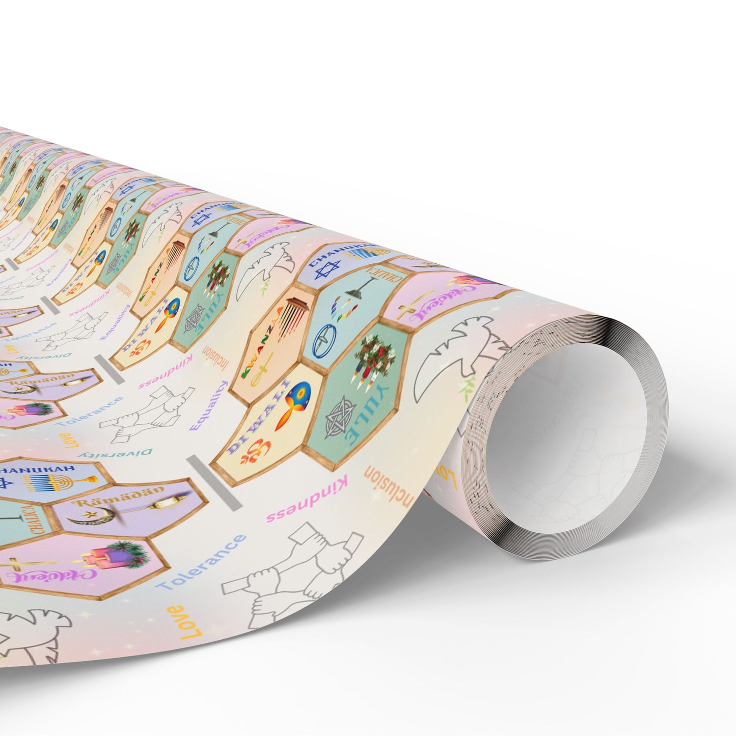 Wrapping Paper Set - Festival of Lights Winter Celebrations Coexist Love All Holidays with Lights
