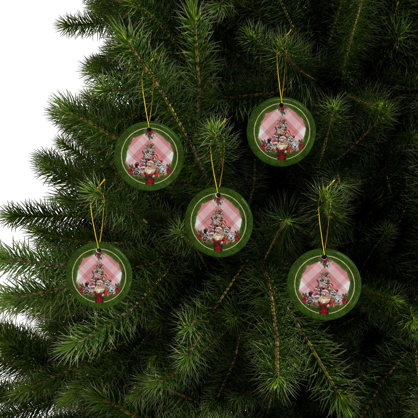 Santa & Critters | Heirloom Ceramic Ornaments (1pc, 3pcs, 5pcs, 10pcs)