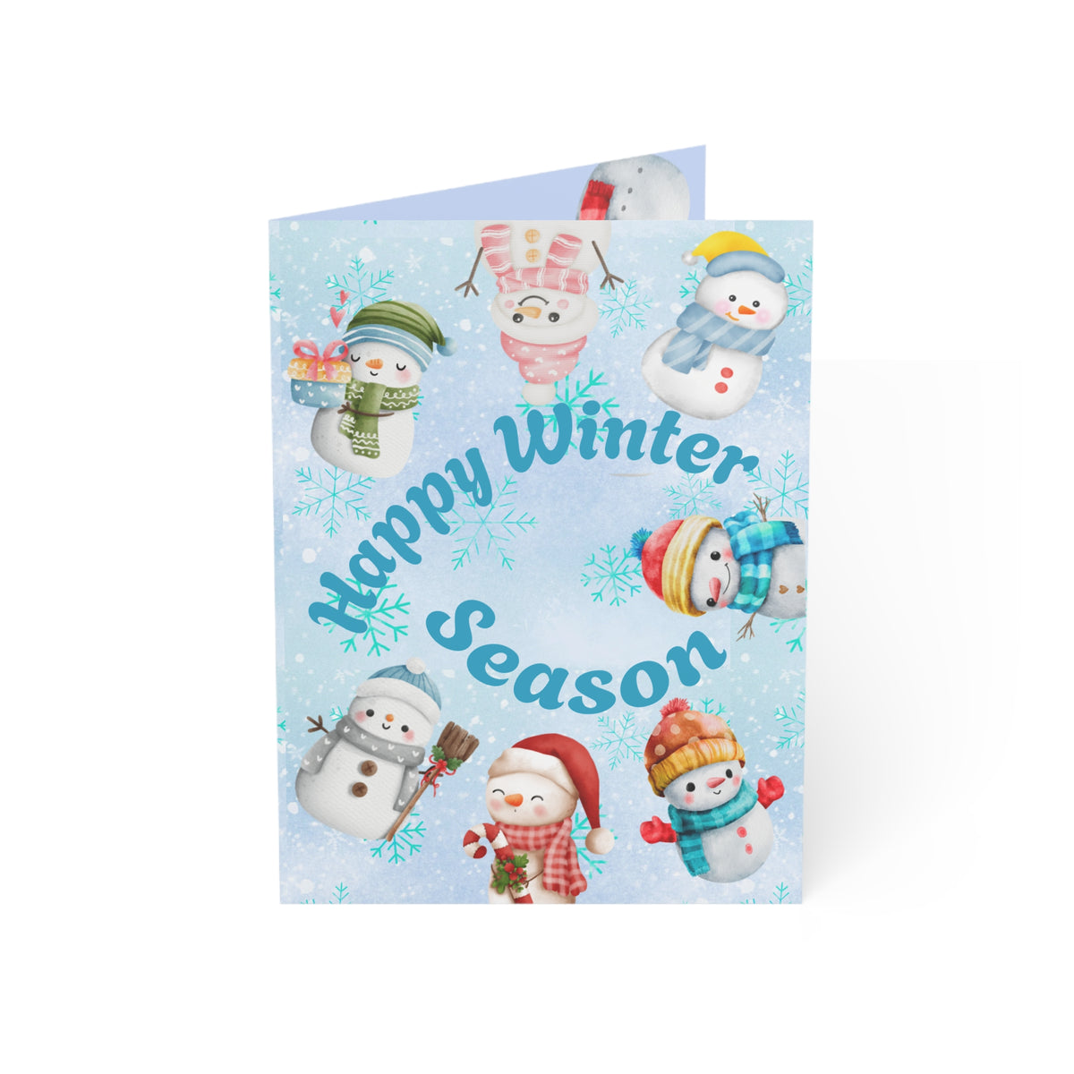Snowmen at Play | Delightful & Personalized Winter Season Greeting Cards (1, 10 pcs)