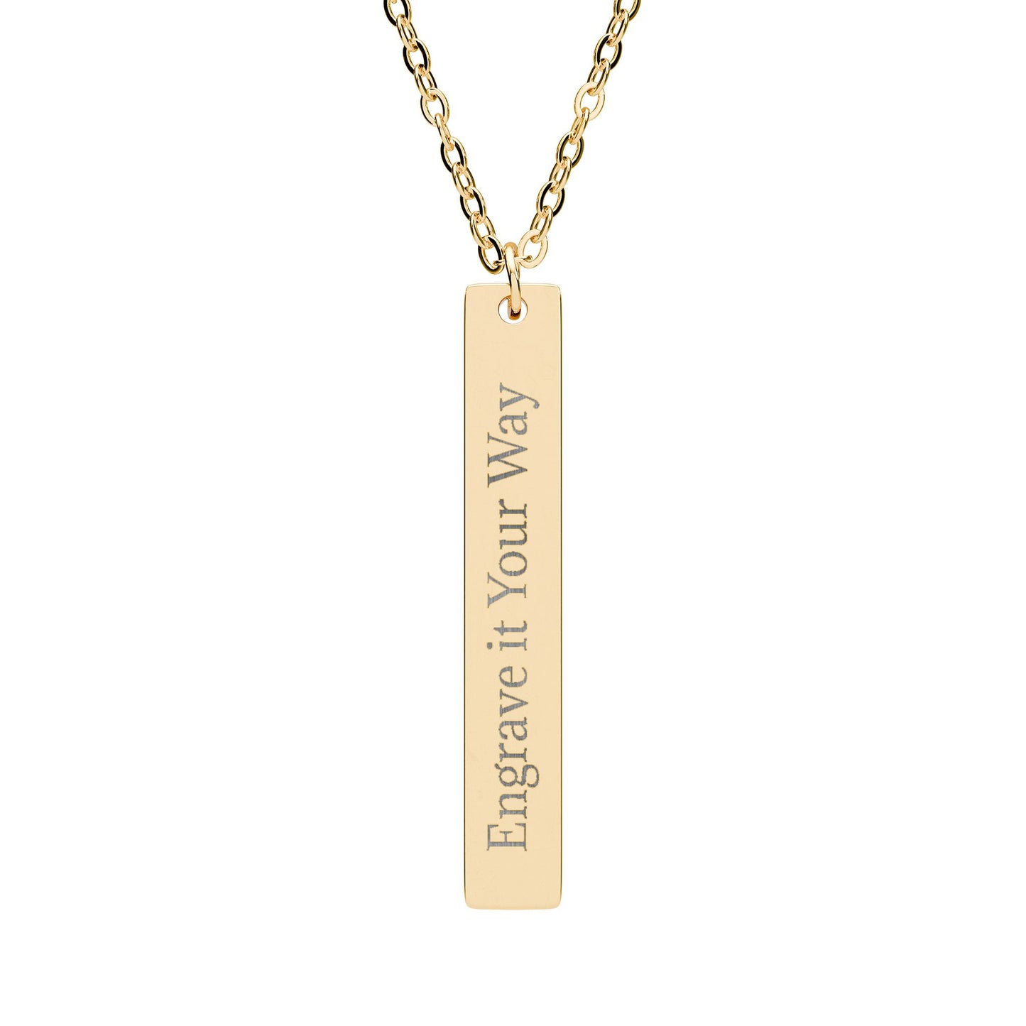 Engraved Vertical Bar Necklace — Personalized Initials or Message, Sterling Pendant Gift
