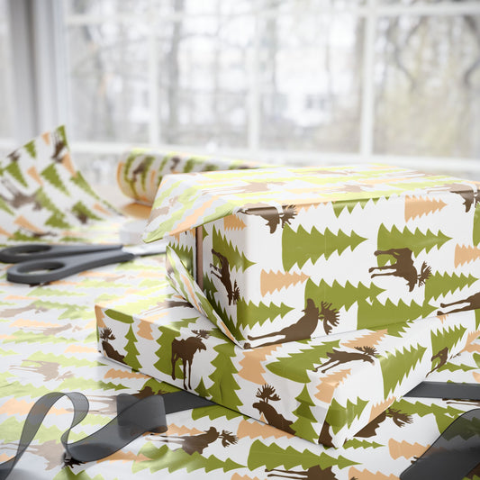 Moose Woodlands Natured Gift Wrap | Natured Patterns Wrapping Paper