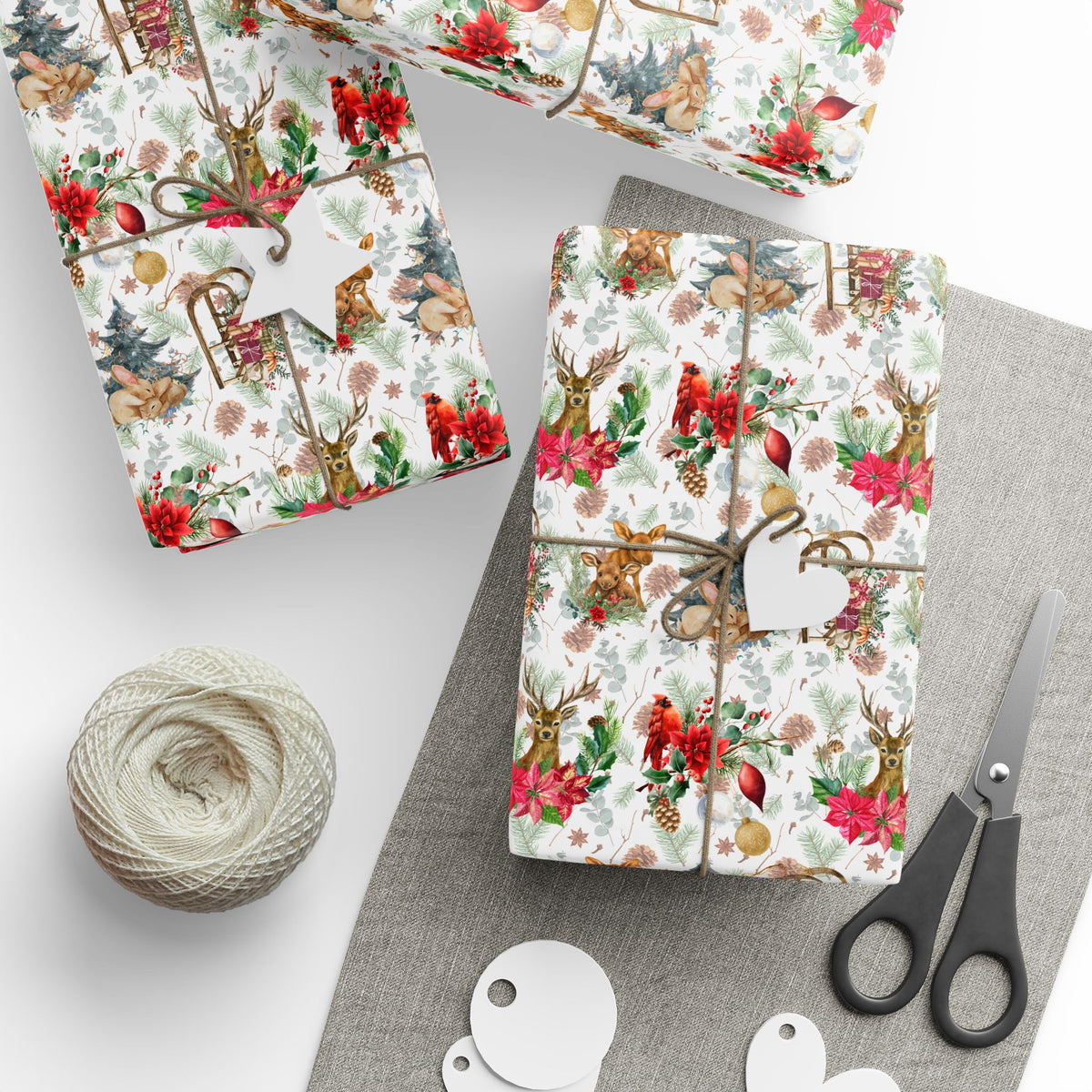 Vintage Forest and Floral Gift wrap | Winter Season Wrapping Paper
