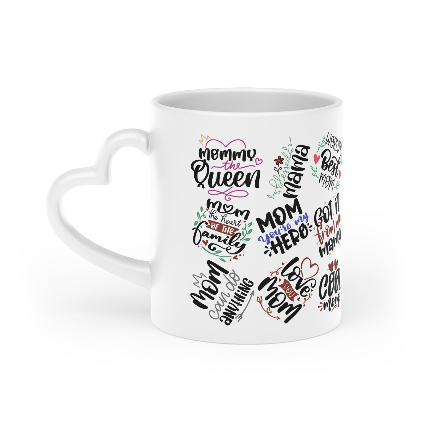 Mom Life Heart Mug — "World's Best Mom / Cool Mom" Gift