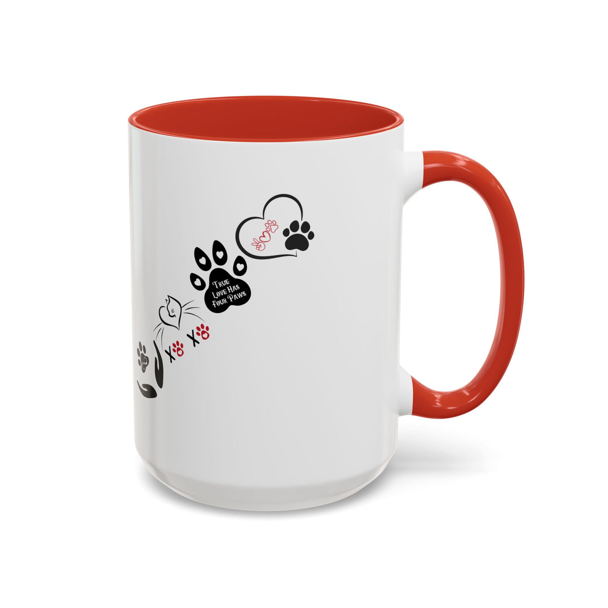 Cute Cats & Hearts | Four Paws Love Cat Coffee Cup | Heart-Shaped Mug