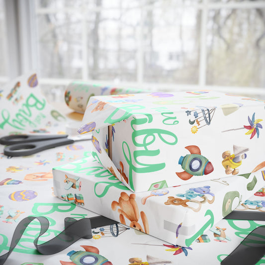 Neutral New Baby Wrapping Paper — Light Green & Lavender Baby Shower Gift Wrap