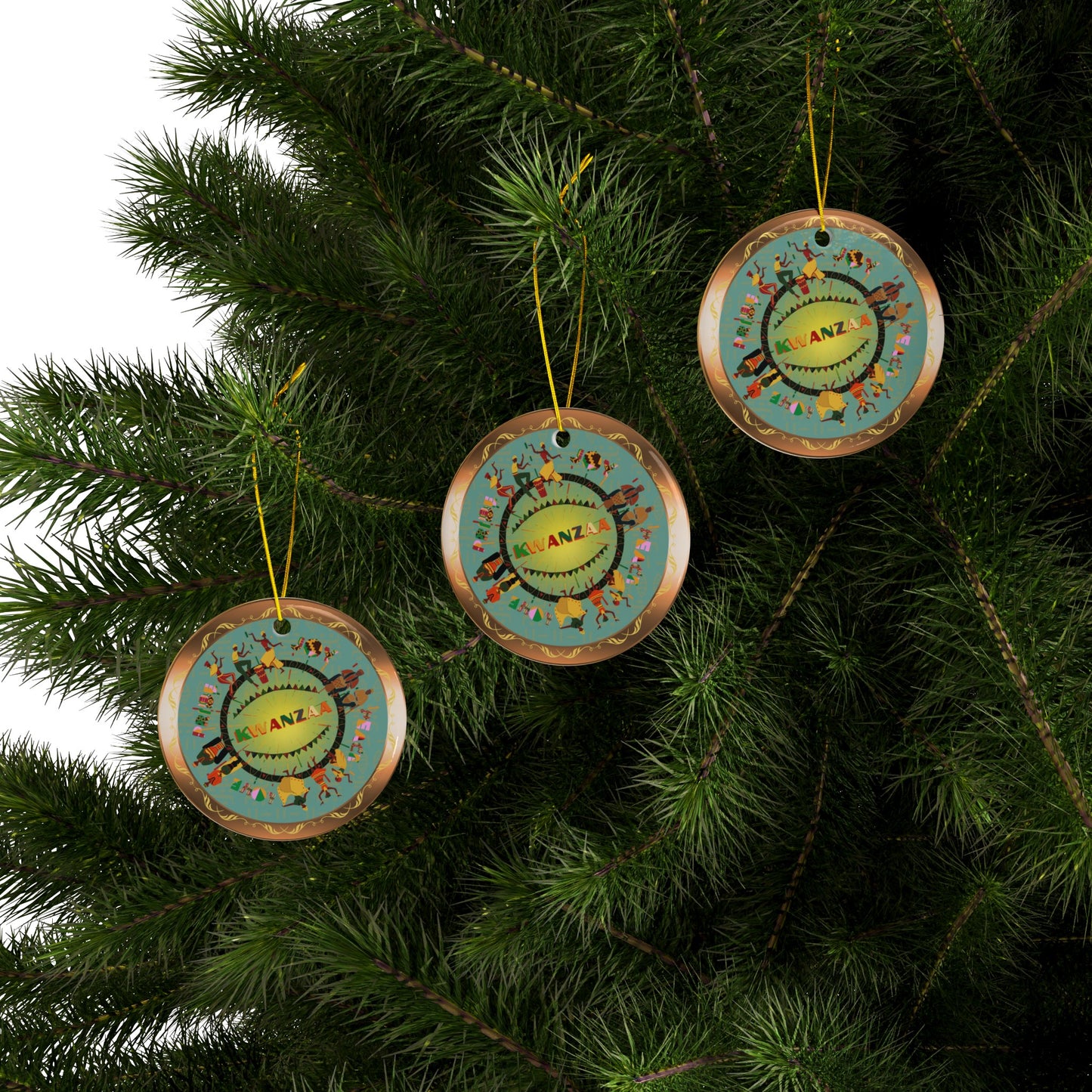 Kwanza Dance | Gifts of Kwanzaa | Heirloom Ceramic Ornaments (1pc, 3pcs, 5pcs, 10pcs)