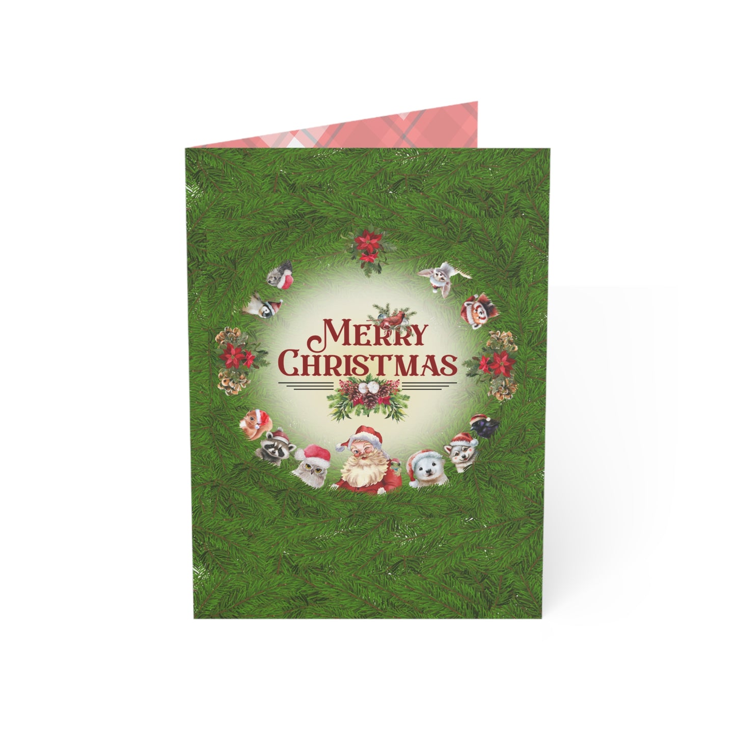 Merry Christmas | Santa and Critters | Blank Cards (1, 10 pcs)