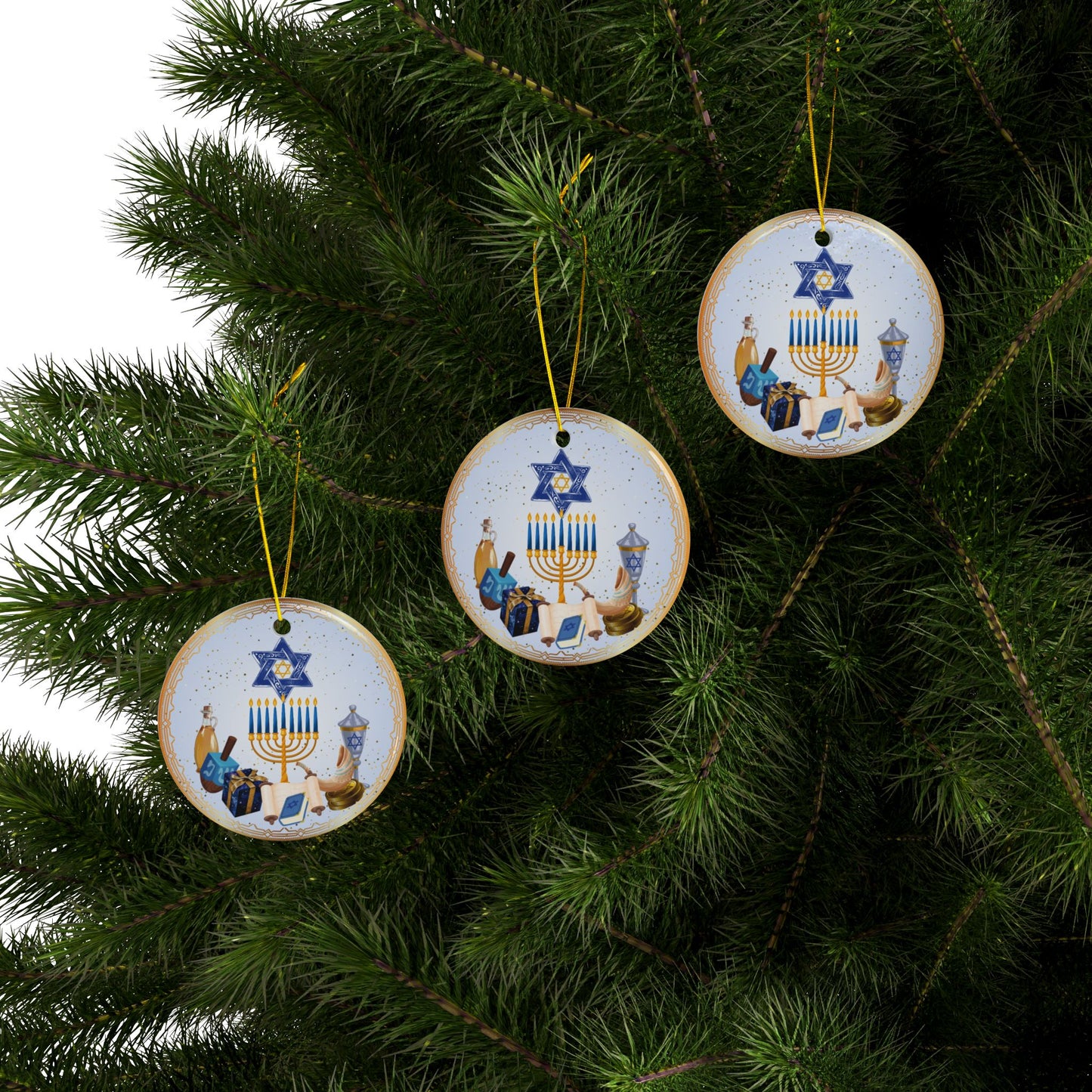 Hanukah Charms | Jewish Inspired | Heirloom Ceramic Ornaments (1pc, 3pcs, 5pcs, 10pcs)