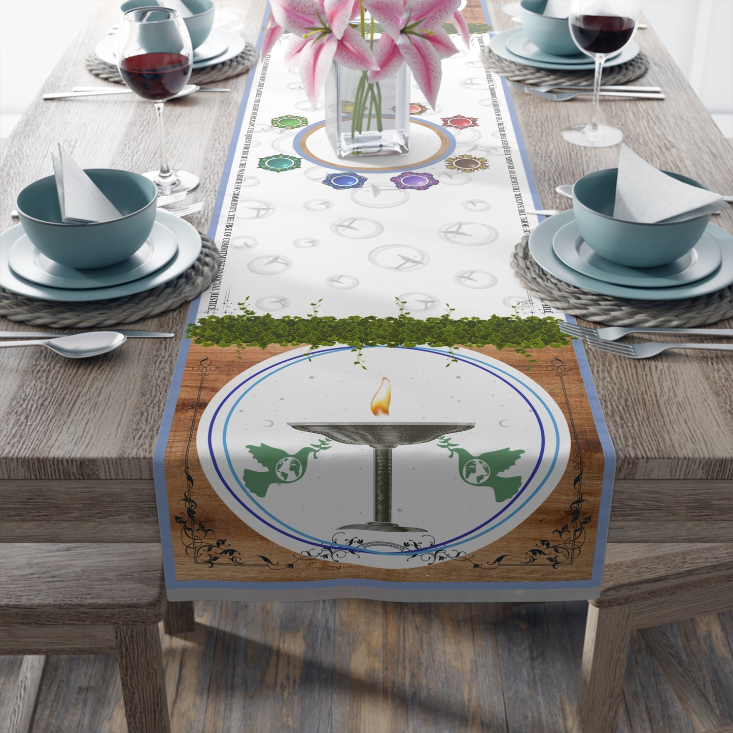 The Flaming Chalice | UUs / CUUPs Feast | Table Runner (Cotton, Poly)