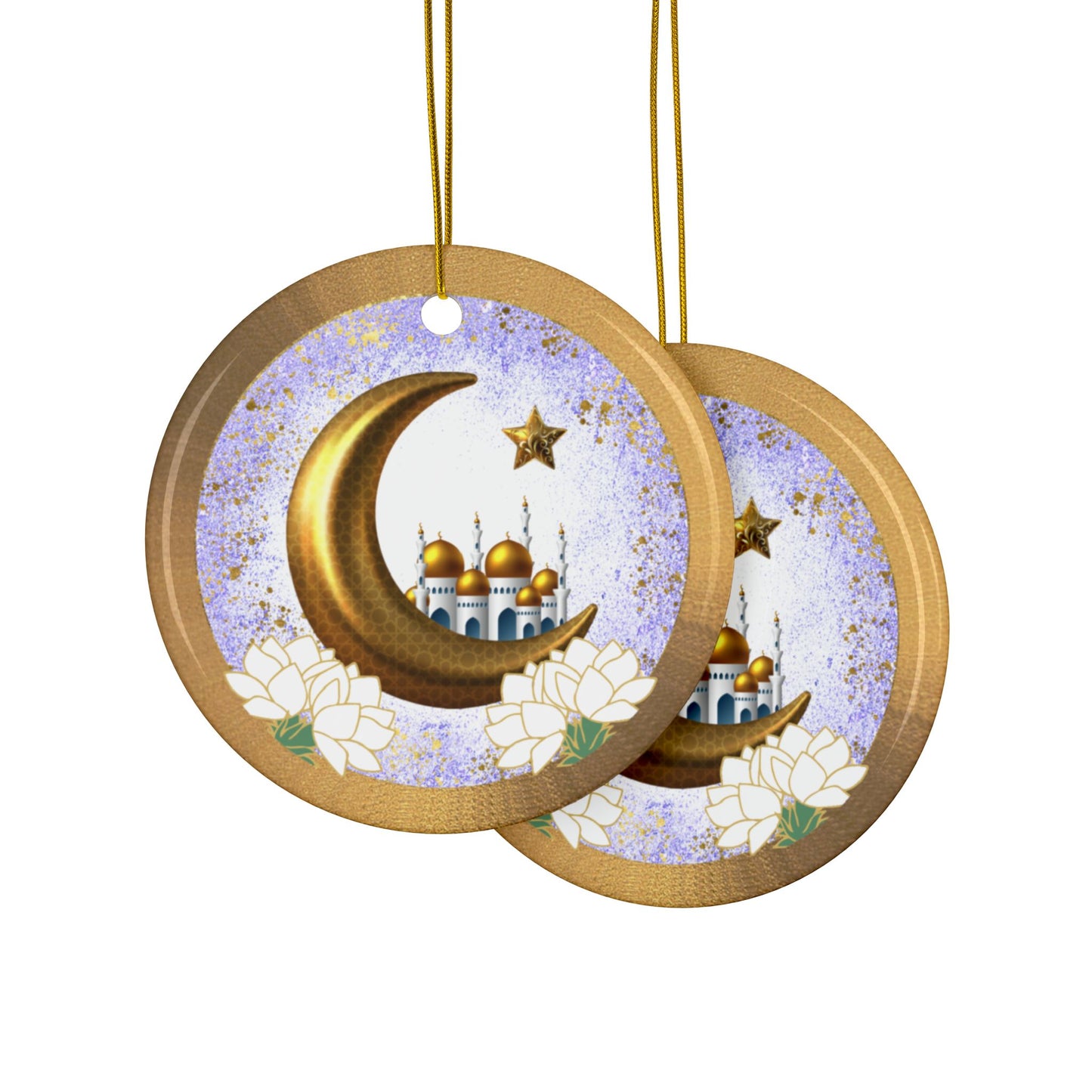 Purple and Gold | Muslim Inspired | Heirloom Ceramic Ornaments (1pc, 3pcs, 5pcs, 10pcs)