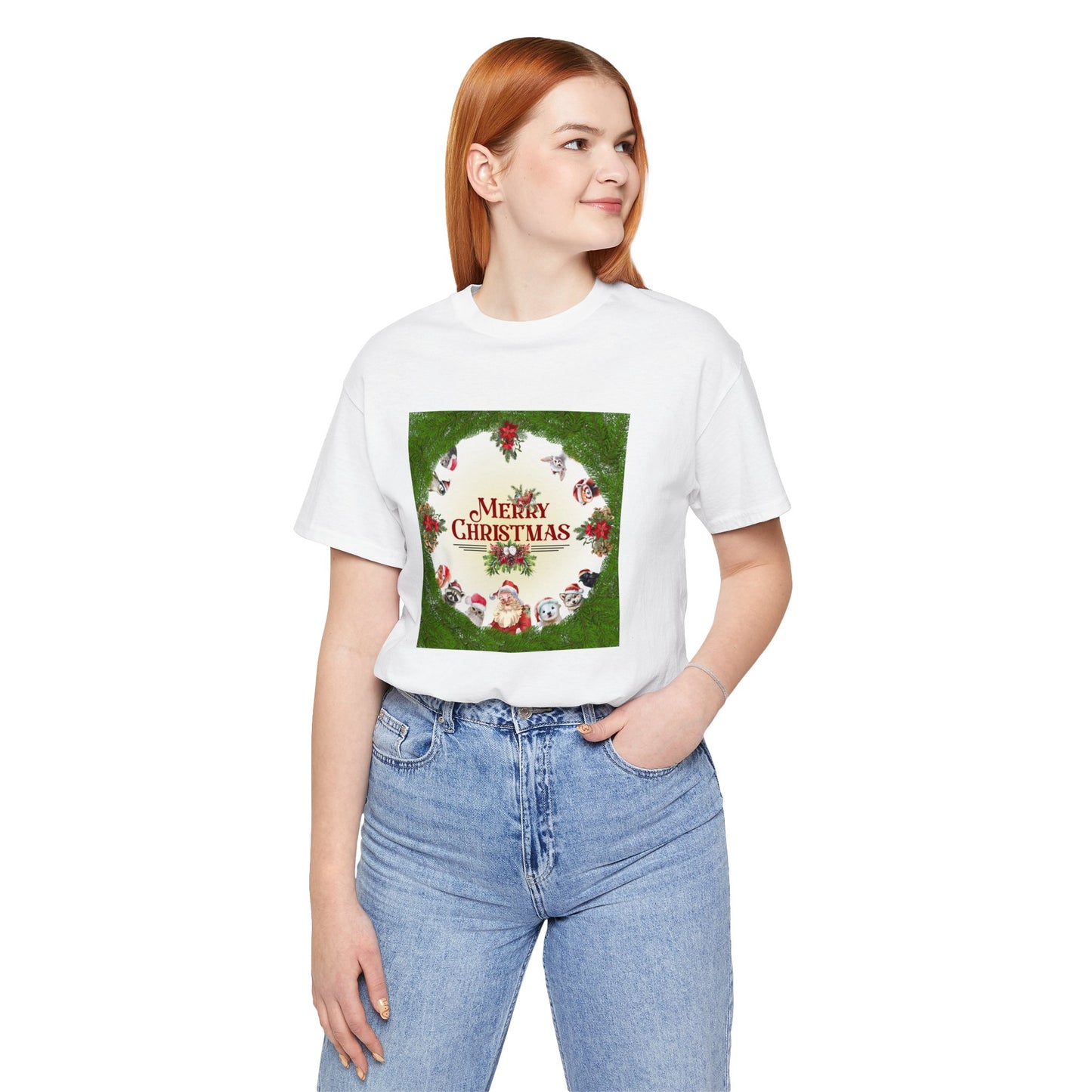 Santa and Critters / Christmas Short Sleeve Tee | Unisex Jersey