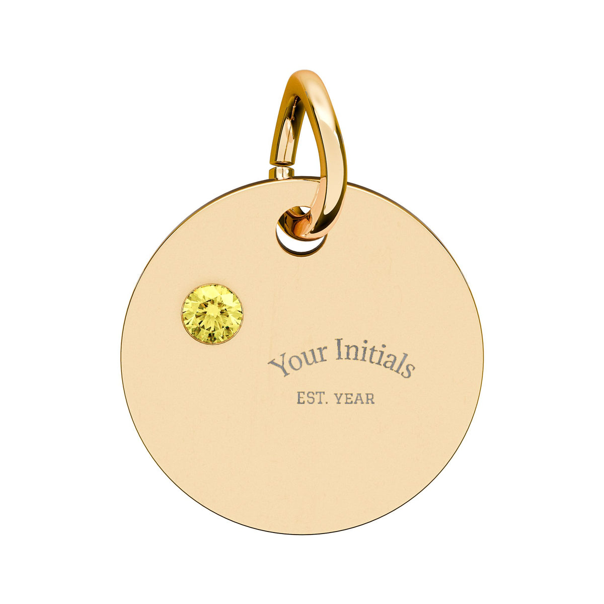 Engravable Birthstone Circle Charm | Personalized Initials & Birthstone Pendant