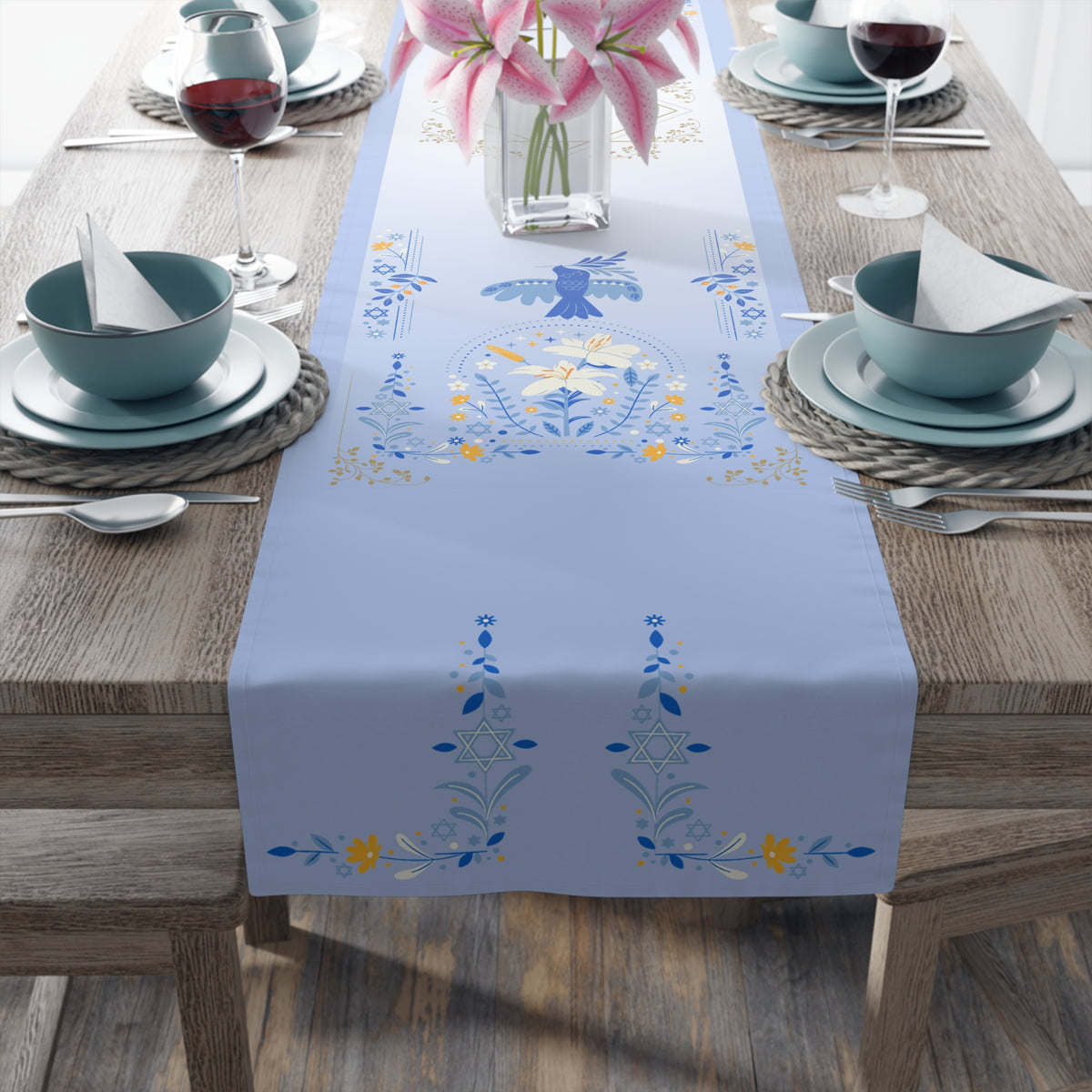Peaceful Words | Hanukkah Table Runner (Cotton, Poly)