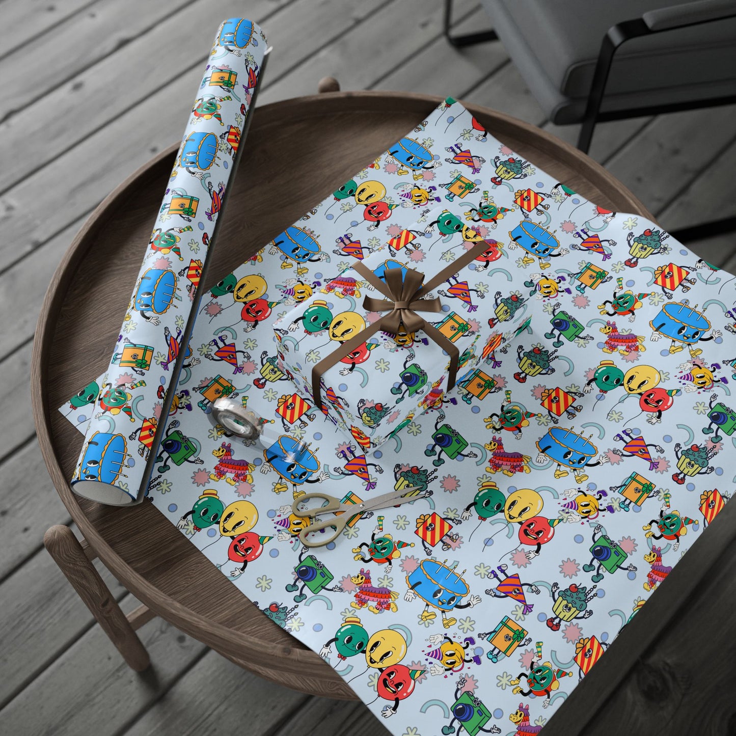 Loonies Birthday Party Gift Wrap | The Blue Funnies | Cartoonist Wrapping Paper