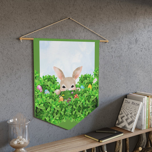 Easter Bunny Garden Pennant | Cute Peek a Boo Spring Wall Banner