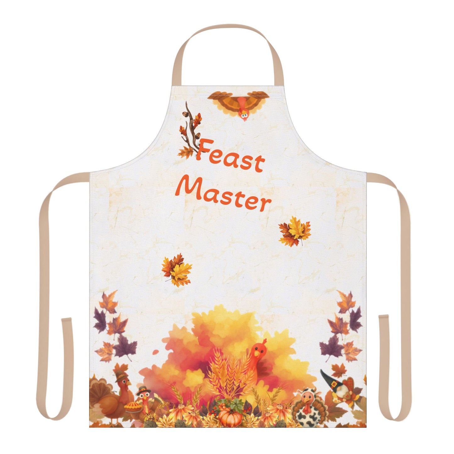 Feast Master Fall Apron | Thanksgiving Cooking Kitchen Apron with Autumn Leaves