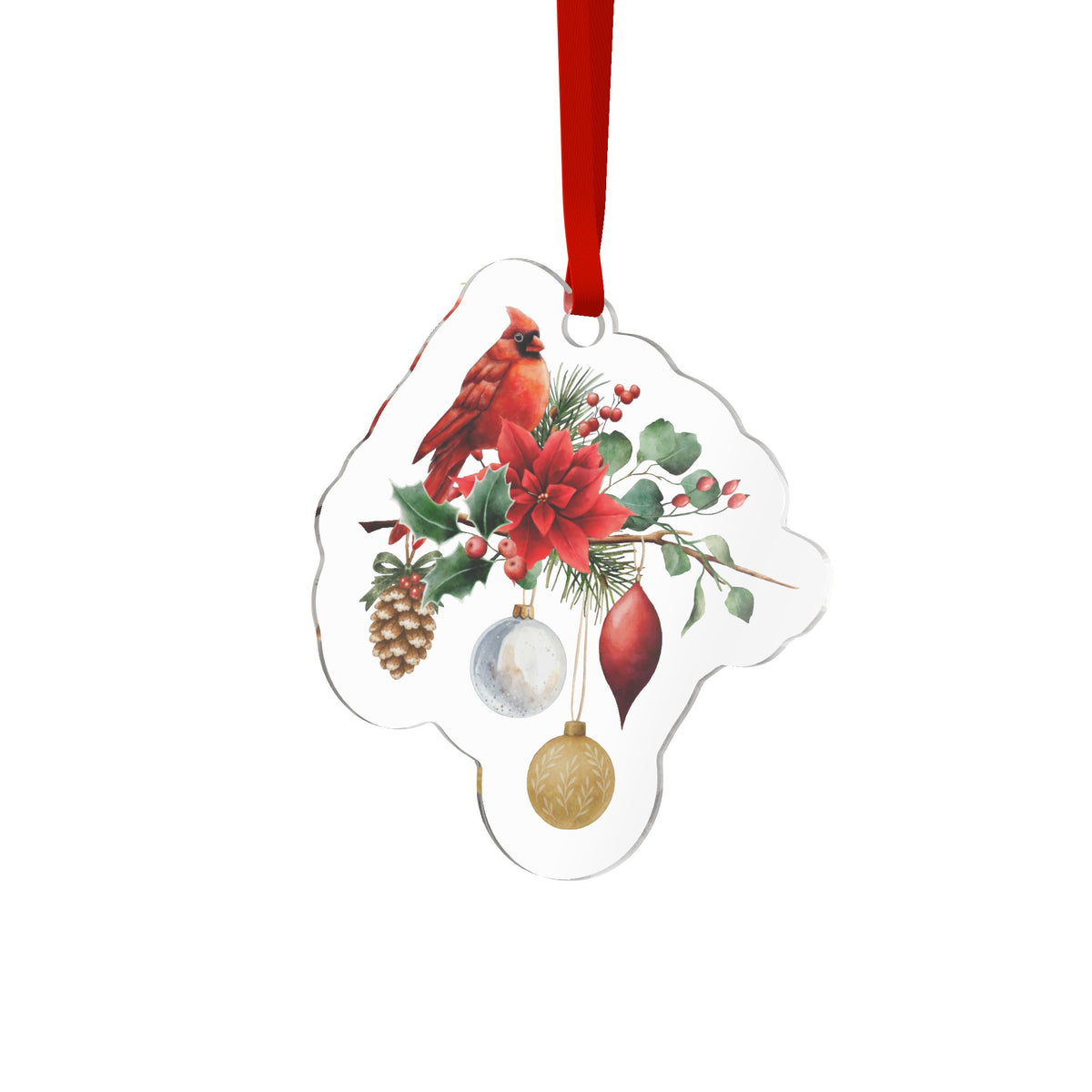 Holiday Cardinal | Charming Red| Acrylic Ornament