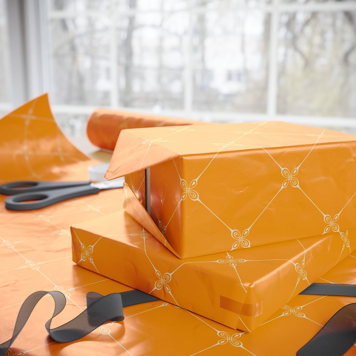 Lattice Orange Wrapping Paper |  Simply Elegance Gift Wrap