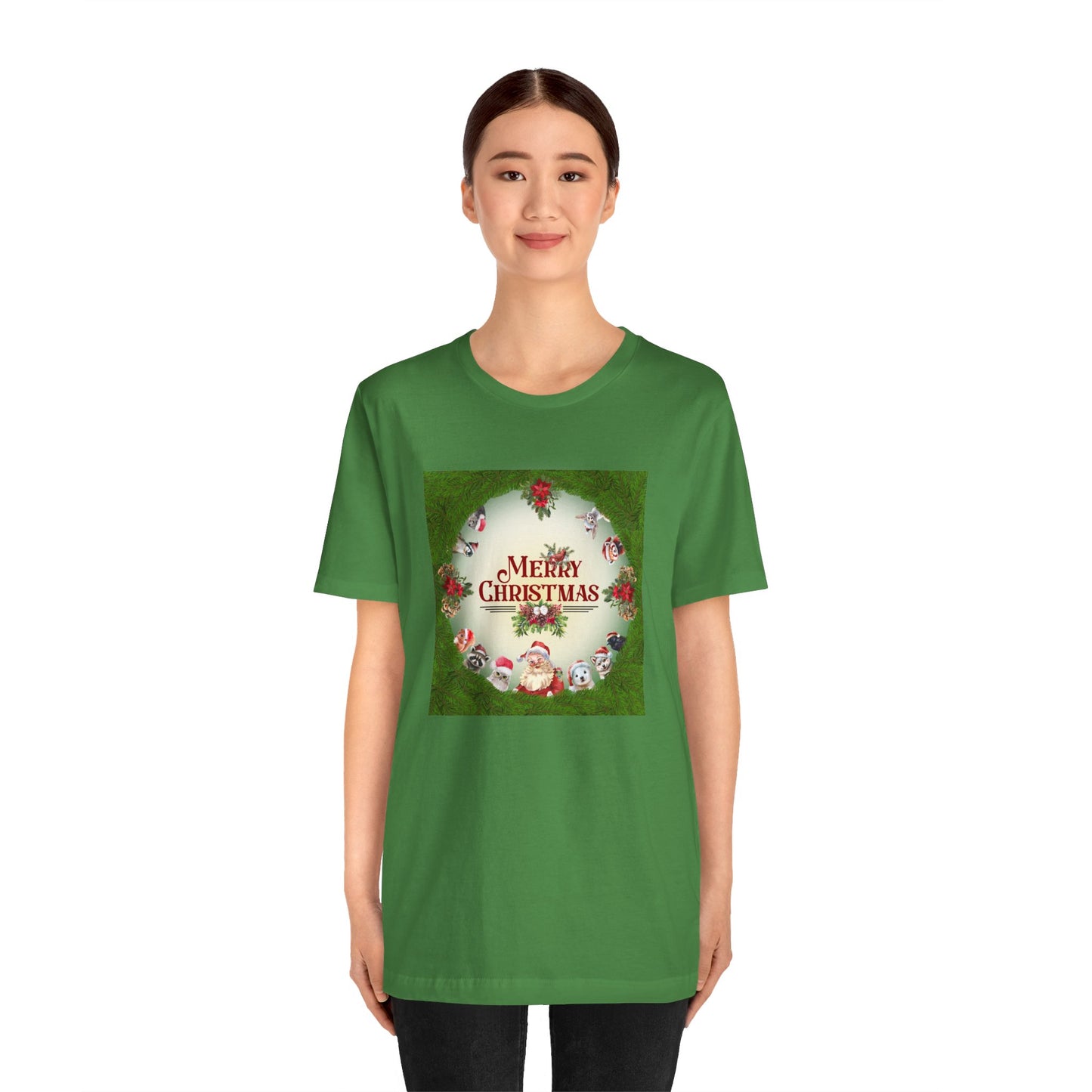 Santa and Critters / Christmas Short Sleeve Tee | Unisex Jersey