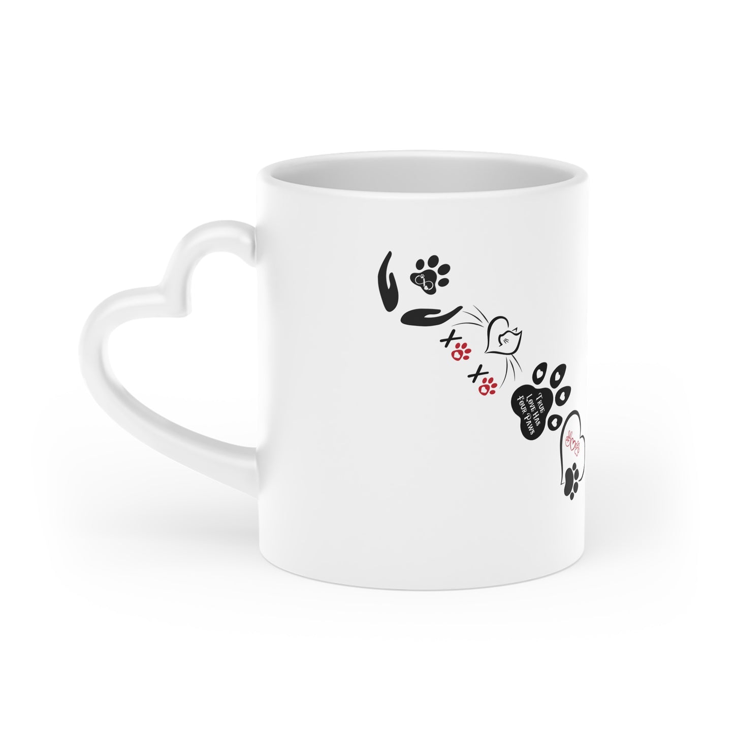 Cute Cats & Hearts | Four Paws Love Cat Coffee Cup | Heart-Shaped Mug