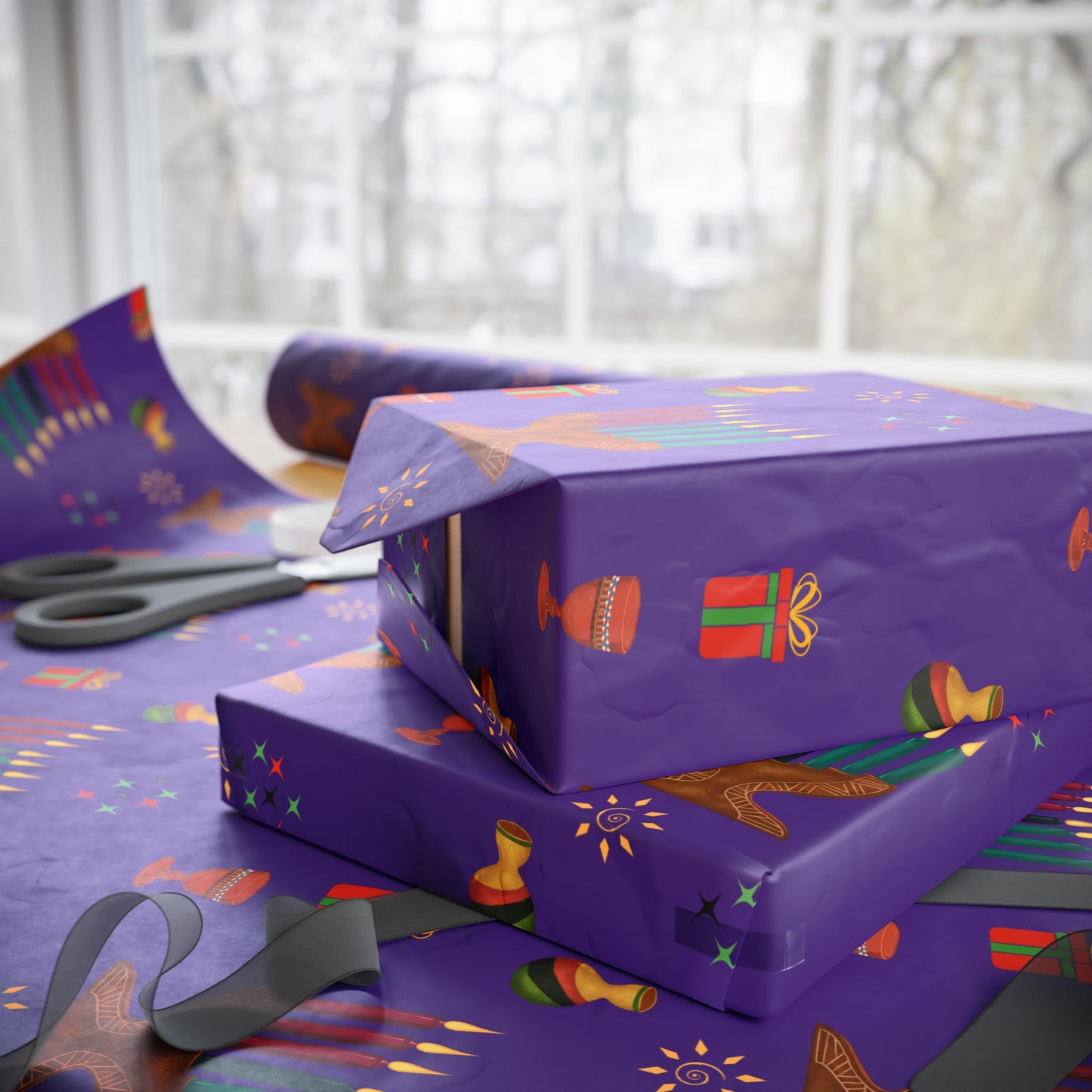 Kinara | Kwanzaa Lights | Zawadi (Royal) Wrapping Paper