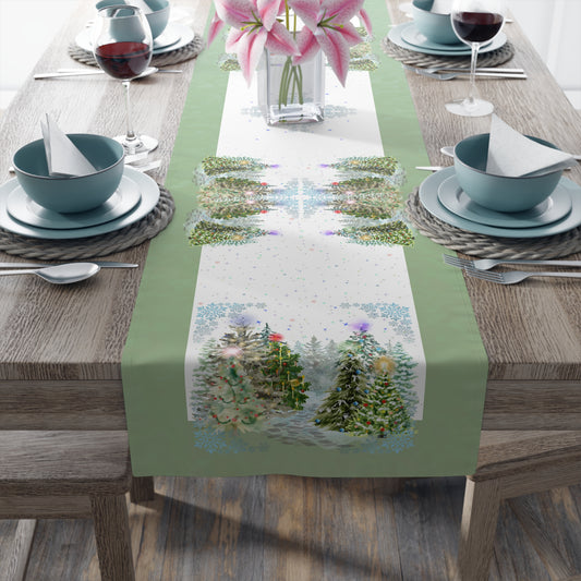 Table Runner | Christmas Tree Forest | Winter Solstice Enchanting Beauty (Poly)